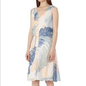 REISS Women’s Sirus Leaf Print Drawstring Shoulder Dress Size 6